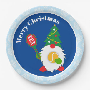 Assiettes En Carton 🎾 Nain de Noël mignon avec balle de tennis Papier