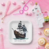 Assiettes En Carton Naissance du navire pirate noir (Fête)