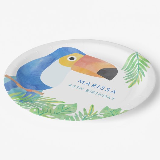 ASSIETTES EN CARTON NAISSANCE TOUCAN WATERCOLOR (Angle)