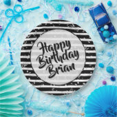 Assiettes En Carton Name | Joyeux anniversaire Simple Stripes Motif No (Fête)