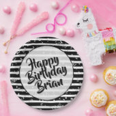Assiettes En Carton Name | Joyeux anniversaire Simple Stripes Motif No (Fête)