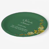 Assiettes En Carton Names Date Message Emerald Green & Gold 9" (Angle)