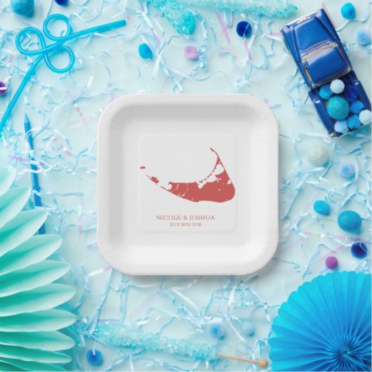 Assiettes En Carton Nantucket Island Mariage Nantucket Rouge (Fête)