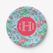 Assiettes En Carton Nantucket Preppy Palm Beach Imprimer Monogramme (Devant)