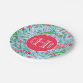 Assiettes En Carton Nantucket Preppy Palm Beach Imprimer Monogramme (Angle)
