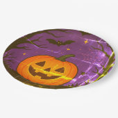 Assiettes En Carton Naples colorées Citrouille Halloween (Angle)