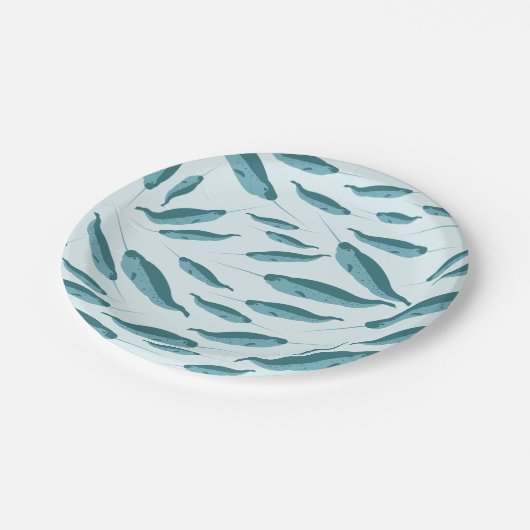 Assiettes En Carton Narwhal dans le Motif de l'océan bleu (Angle)