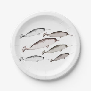 Assiettes En Carton Narwhal Swim - Narwhal Motif Whale Lover Cadeau