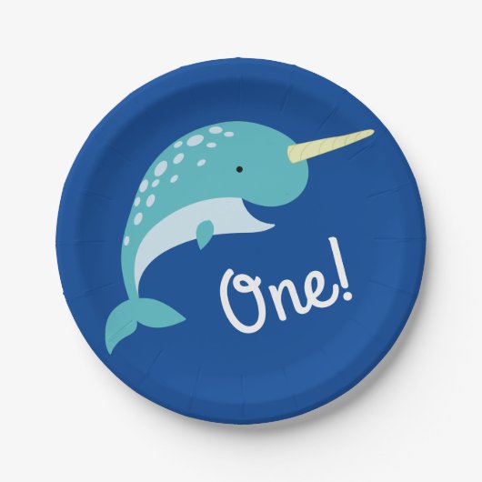 Assiettes En Carton Narwhals Ocean Fête d'anniversaire pour enfants (Devant)