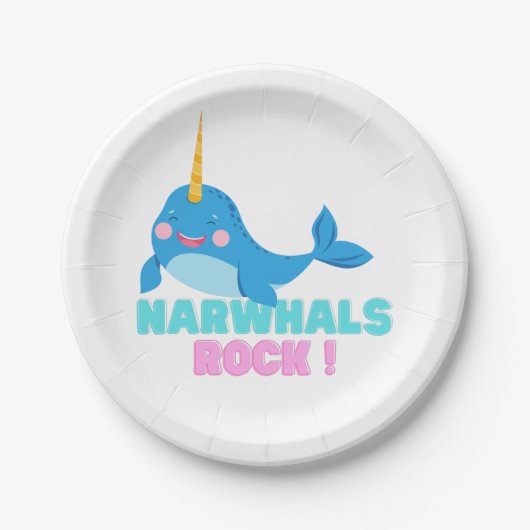Assiettes En Carton Narwhals Rock ! (Devant)