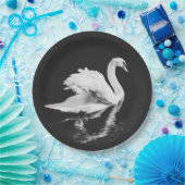 Assiettes En Carton Natation de Swan noir et blanc (Fête)