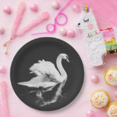Assiettes En Carton Natation de Swan noir et blanc (Fête)