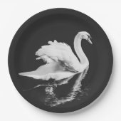 Assiettes En Carton Natation de Swan noir et blanc (Devant)