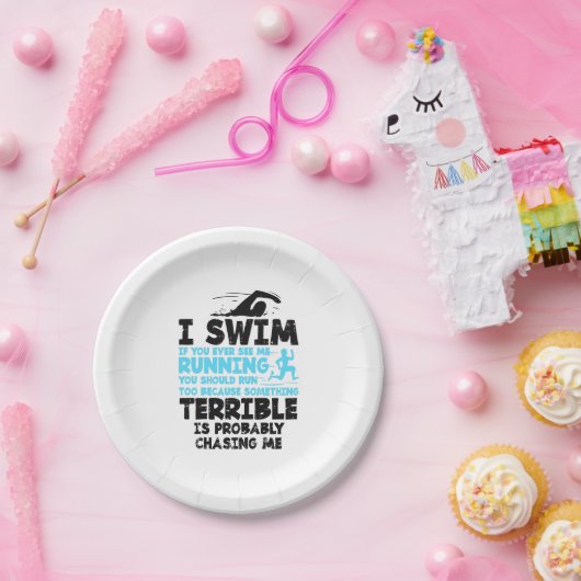 Assiettes En Carton Natation - Je nage (Fête)