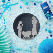 Assiettes En Carton Nativité bleue texturisée (Fête)