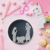 Assiettes En Carton Nativité bleue texturisée (Fête)