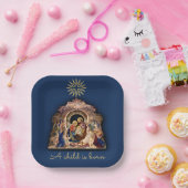 Assiettes En Carton Nativité de Noël Adoration du papier Jésus bébé (Fête)