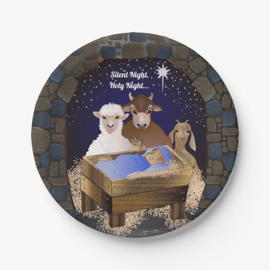 Assiettes En Carton Nativité de Noël Bébé Jésus (Devant)