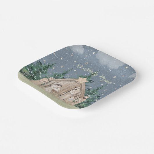 Assiettes En Carton Nativité de Noël de l'aquarelle (Angulaire)