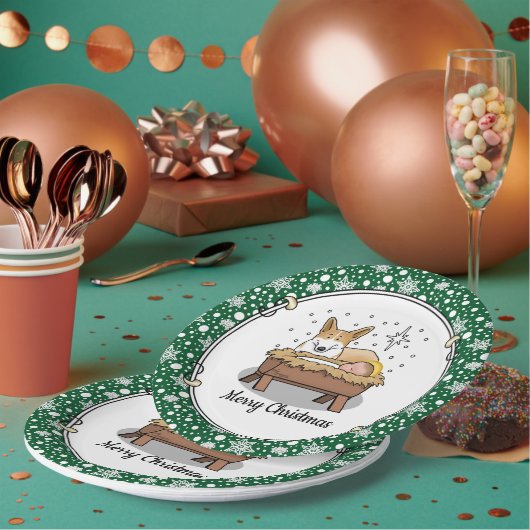 Assiettes En Carton Nativité de Noël Pembroke Welsh Corgi (rouge1) Amu (Multi)