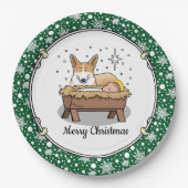 Assiettes En Carton Nativité de Noël Pembroke Welsh Corgi (rouge1) Amu (Devant)