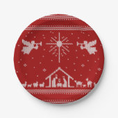 Assiettes En Carton Nativité nue laide Sweater de Noël religieux (Devant)