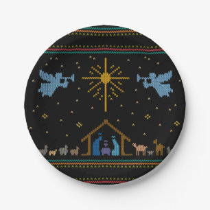 Assiettes En Carton Nativité nue laide Sweater de Noël religieux