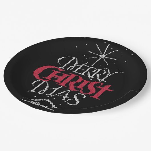 Assiettes En Carton Nativité religieuse moche joyeux Noël Sweater (Angle)