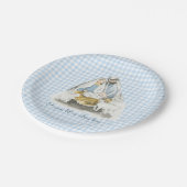 Assiettes En Carton Nativity, Manger Scene, Gingham Blue (Angle)