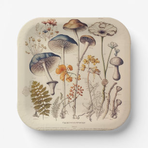 Assiettes En Carton Naturaliste de champignons vintages