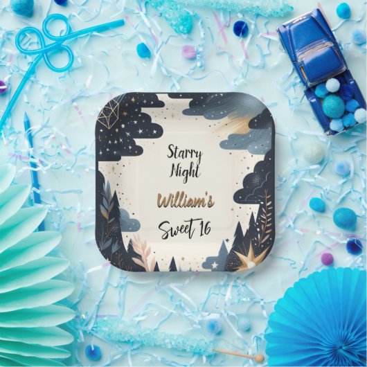 Assiettes En Carton Nature Galaxy adulte mignonne étoile Nuit douce 16 (Fête)