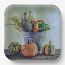 Nature morte d'automne avec citrouilles, fleurs