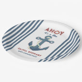 Assiettes En Carton Nautical Ahoy est un garçon Baby shower Invitation (Angle)