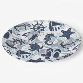 Assiettes En Carton Nautical Beach (Angle)