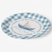 Assiettes En Carton Nautical Blue Boy moderne 1er anniversaire (Angle)
