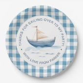 Assiettes En Carton Nautical Blue Boy moderne 1er anniversaire (Devant)