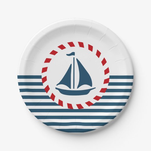 Assiettes En Carton Nautical design (Devant)