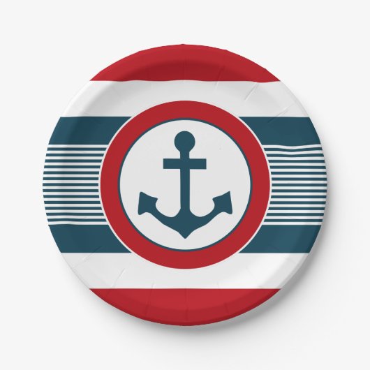 Assiettes En Carton Nautical design (Devant)