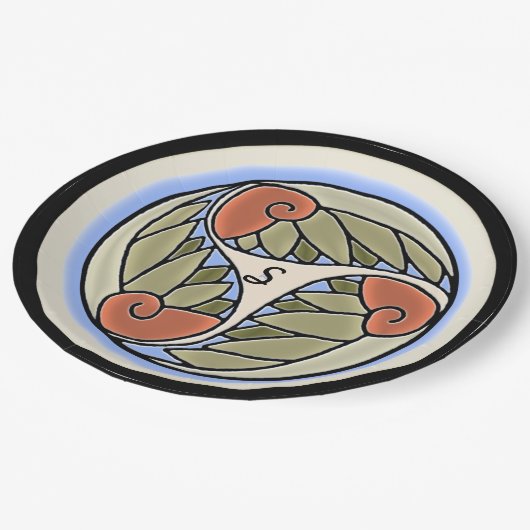 Assiettes En Carton Nautilus Monogrammé (Angle)