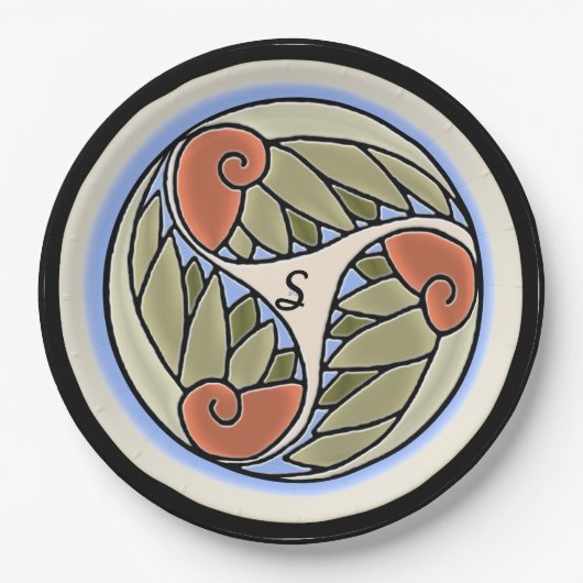 Assiettes En Carton Nautilus Monogrammé (Devant)