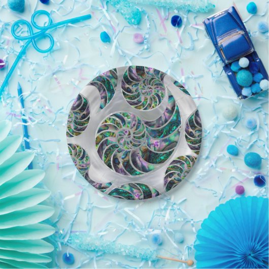 Assiettes En Carton Nautilus Shell Abalone et Pearl (Fête)