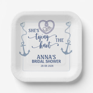 Assiettes En Carton Nautique Elle Attache le Nœud Réception de Mariage