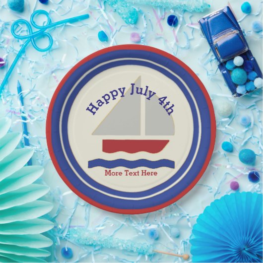 Assiettes En Carton Nautique Juillet 4 Plaques papier (Fête)