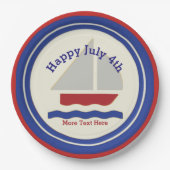 Assiettes En Carton Nautique Juillet 4 Plaques papier (Devant)