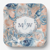 Assiettes En Carton Nautique Mariage Beach Sea Shell et Roses, (Recto)