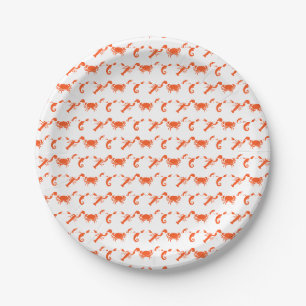 Assiettes En Carton Nautique Sea Animaux motifs homard crabe hippocamp