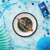 Assiettes En Carton Navire à fusée Astronaut français de Bulldog (Fête)