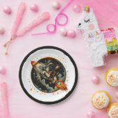 Assiettes En Carton Navire à fusée Astronaut français de Bulldog (Fête)