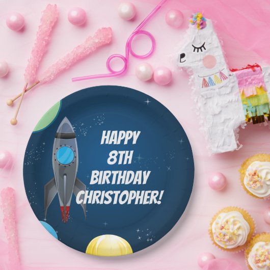Assiettes En Carton Navire à fusée spatiale (Fête)