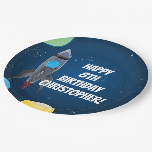 Assiettes En Carton Navire à fusée spatiale (Angle)